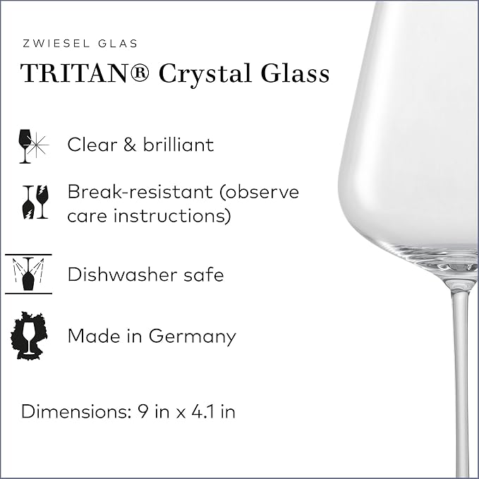 Zwiesel Glas Vervino Allround Glass (Set of 6), Wine Glasses for Red, White and Sparkling Wine, Dishwasher-Safe Tritan Crystal Glasses, Made in Germany (23 Ounce)