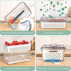 5 Pcs Fruit Storage Containers For Fridge with Removable Colander and Handle Lid, Refrigerator Organizers and Storage, Airtight Container to Keep Berry Fruit and Vegetable Fresh Longer Dishwasher Safe