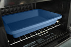 Sunsetbaby Silicone Baking Pan, Deep Rectangular Bakeware Cake Pan with Handles, Compatible with Fancy Panz, for Lasagna, Cake, Brownie or Family Dinner, 12.6 x 9.8 x 2.1 Inch (Blue)