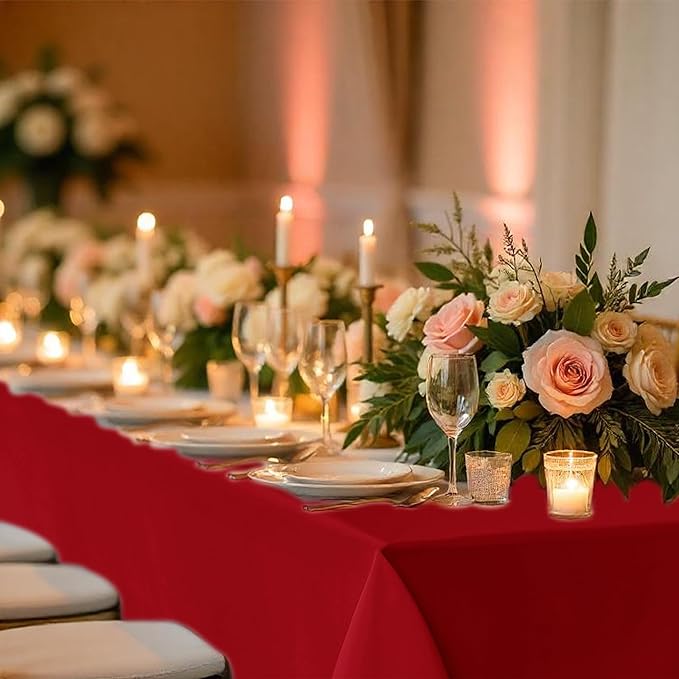 Fitable 8 Pack Table Cloth Rectangle Table: Stain and Wrinkle Resistant Tablecloth Rectangular, Washable Polyester Tablecloths for Wedding Party Dining Banquet Event Catering(Red, 70x108 Inch)