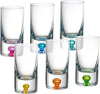 Barski Shot Glasses - Liquor Glass - Set of 6 - Crystal Glass - Assorted Colored Bubble in Base - Thick Base - 1.25 Oz. for Vodka, Whiskey, Tequila - Espressos - Spirits & Liquors - Made in Europe
