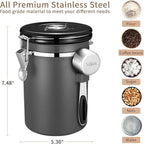 Veken 22OZ Gray (No Window) & 16OZ Gray (No Window) Coffee Canister Set
