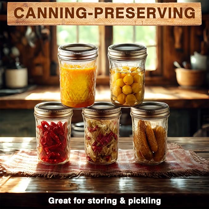 16 oz Wide Mouth Mason Jars, 12 Pack Canning Jars with Airtight Lids, Large Glass Jars for Overnight Oats, Fermenting, Pickling, Jam, Homemade Candles & Home Decor Storage