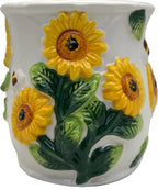 ACK Utensil Holder, Utensil Crock, Modern Kitchen Decor, Kitchen Storage (3D Sunflower)