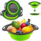 Collapsible Colander Set of 3 Round Silicone Kitchen Strainer Set 1 pcs 7 Quart, 1 pcs 4 Quart,1 pcs 2 Quart Perfect for Draining Pasta, Vegetable and fruit for Kitchen and Travel Use (Round)