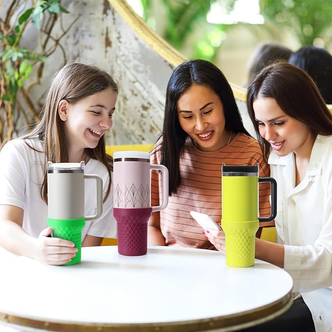 Cup Boot for Stanley, Silicone Protector Cover Accessories for Stanley Quencher H2.0 FlowState Tumbler 40oz / Adventure Quencher Tumbler 40oz (Plum)