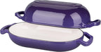 Enameled Cast Iron Sourdough Bread Oven, Dutch Oven, Loaf Cast Iron Bread Pan for Homemade Bread Baking, Meatloaf Pan with Lid, 5QT, Purple