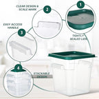 4 Pack Food Storage Containers, 4 Quart with Lids, Square Commercial Containers with Scale, Clear NSF Food Organizing, Polycarbonate
