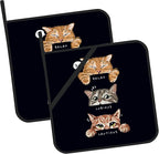 Cute Cats Mood Pot Holders 2 PCS for Kitchen, Heat Resistant Hot Pads for Cooking Grilling Baking BBQ, Pot Holders for Women Cook Essentials Accessories Home Microwave