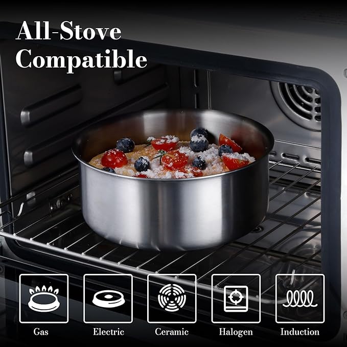 14 pcs Stainless Steel Cookware Set, Detachable Pots and Pans Set with Removable Handle, Non Toxic Space Saving RV Camping Cookware Set, Induction Cookware, Dishwasher & Oven Safe