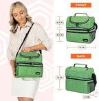 OPUX Lunch Box For Men Women, Insulated Large Lunch Bag Adult Work, Double Decker Lunchbox Meal Prep, Dual Compartment Leakproof Lunch Cooler, Soft Lunch Pail Tote Boys Girls Kids School, Green 12L