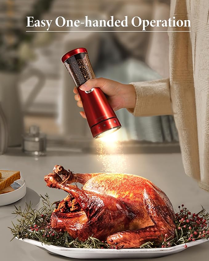 Electric Salt and Pepper Grinder Set Rechargeable, Electric Pepper Grinder with Adjustable Coarseness, 4.5oz Large Capacity, 1.8" Wide-Mouth & Storage Base, One-Hand Operation Kitchen Gadgets