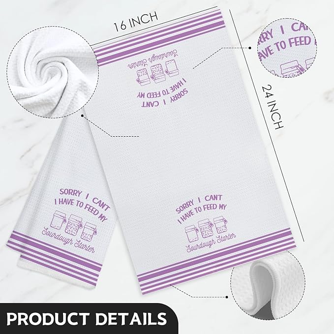 Funny Sourdough Baking Kitchen Towels, Gifts for Sourdough Bakers Tea Dish Towels for Kitchen, Baking Lover Gifts Decorative Hand Towels, 16x24 Inch Purple