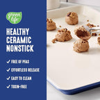 GreenLife Bakeware 18” x 13” Half Cookie Sheet Baking Pan, Non-Toxic PFAS-Free Healthy Ceramic Nonstick, Oven Safe to 450°F, Easy Release, Even Heating, Easy Clean, Navy
