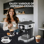 Espresso Machine 20 Bar with Steam Milk Frother, Stainless Steel Coffee Machine with Removable Water Tank for Cappuccino,Latte, Compact Stainless Steel Coffee maker for home,Great Gift