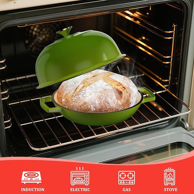 YUTANN Enameled Cast Iron Dutch Oven, 5 QT Nonstick Dutch Oven, Titanium Nonstick Coating, Ideal for Bread Baking/Braising/Roasting, Oven, Gas Stove and Stovetop Safe, Safe Material & Easy to Clean