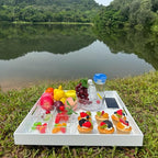 White Modern Acrylic Ottoman Tray with Cutout Handles 20x20 Inch Over-Sized Serving Tray Organizer Rubber Boot Tray Decorative for Living Room Bedroom,Bathroom and Entryway Kitchen