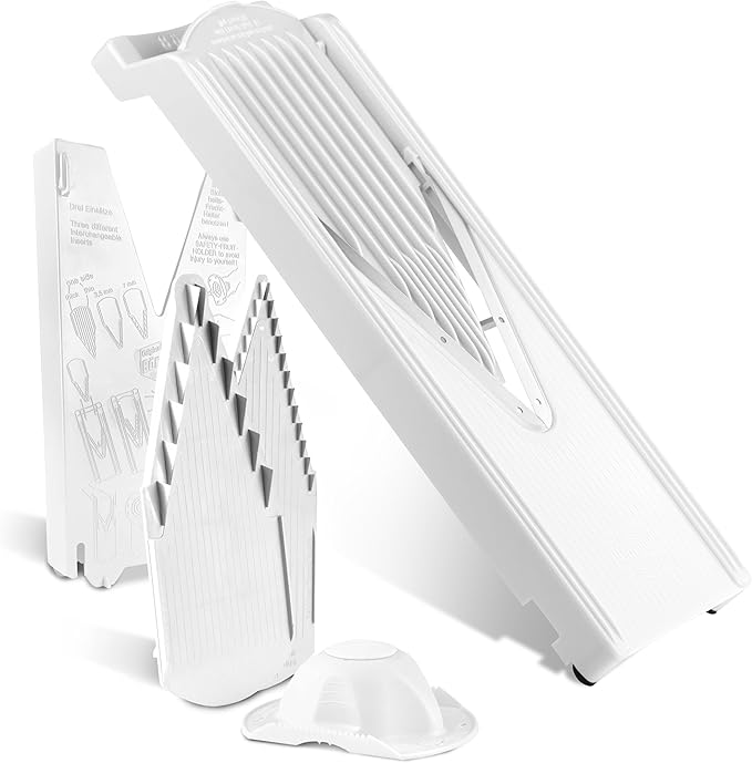 Börner V3 TrendLine Mandoline Starter Set (6 pcs.) • Vegetable Slicer (V-Slicer) + Safety Guard + Inserts + Collection Tray + Multibox • Kitchen Slicer Set (White)