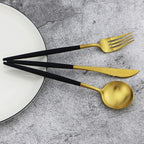 Gugrida 5-Piece 18/10 Stainless Steel Matte Gold Silverware Set, Kitchen Tableware Set, Dishwasher Safe