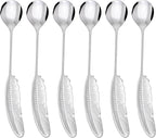 Creative spoons in multiple colors. They can be used to stir flower tea, coffee, and desserts. They're also great for decoration, collection, or as gifts. (silver with fine lines)