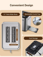 Touch Screen 2-Slice Toaster with 6 Browning Levels, Bagel, Defrost & Timer, Wide 1.5" Slots, Removable Crumb Tray, 900W Stainless Steel Smart Toaster for Bagels, Breads & Waffles
