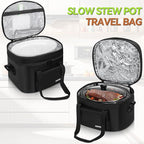 Slow Cooker Travel Bag, Double Layers Insulated Slow Cooker Carrier, Compatible with 6-8 Quart Crock Pot, Travel Carrier with Easy to Clean Lining and Large Pocket for Accessories
