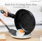 ESLITE LIFE Nonstick Cookware Sets with Detachable Handle,Ceramic Coating Pots and Pans Set Kitchen Cooking Set, Compatible with All Stovetops, PTFE & PFOA Free, Black, 10 Pcs Set