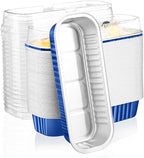 EUSOAR Disposable Ramekins with Lids, 50pcs 6.8oz Royal Blue Cupcake Dessert Cups Liners, Aluminum Foil Baking Cups Mini Loaf Pan Cupcake Cup Pans Cheesecake Creme Brulee Souffle Ramekins Pan