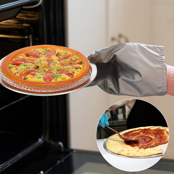 Dandat 12 Pieces 8 Inch Pizza Screen Round Aluminum Mesh Pans with Holes Bulk Seamless Pizza Trays for Oven Nonstick Baking Sheet Mesh Baking Screen for Party Kitchen Restaurant Cooking Supplies