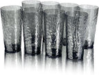 Yalin 24-Ounce Plastic Tumbler Acrylic Drinking Glasses, Reusable Plastic Cups, Stackable, BPA-Free, Shatter Proof, Dishwasher Safe, Set of 8 (Gray)