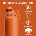 Vesmoon Vessence 32 Oz Stainless Steel Tea Infuser Bottle for Loose Leaf Tea, Water, Herbs, Fruits - Triple Layered Insulated, Leak Proof Bottle with Lid and Clip Handle - 24 Hours Hot/Cold