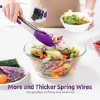 600ºF Heat Resistant Kitchen Tongs: U-Taste 9+12 inch Silicone Cooking Tong Set with Firm Sealed Non Stick Rubber Tips and Silicon Coated 18/8 Stainless Steel Handle for Serving Grilling Salad(Purple)
