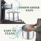 Leonyo 20QT Stock Pot, 18/10 Stainless Steel Soup Pot With Lid, Heavy Duty Stockpot Compatible with All Stoves, Food Grade Cookware for Pasta, Seafood, Spaghetti, Non Stick & Tri-Ply Base