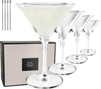 MORA PURE Martini Glasses, Set of 4-7oz - Handblown Premium Crystal Glass for Cockails, Martinis, Home Bar, Cosmos, Gimlet, Parties, Etc - Modern Classic Cocktail Glassware, Gift for Him/Her