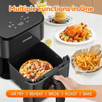 3 Qt Compact Air Fryer with Non-Stick Basket and Rack, User Friendly Simple Touchscreen, Cook in Simple Steps, Low-Oil Cooking Small Air Fryer, Space Saving Cooker