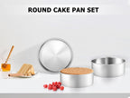Leonyo 8 Inch Cake Pan, Stainless Steel Circle Baking Pans Set, 2 Pieces Round Layer Cake Tin for Wedding Birthday, Even Heating, Non Toxic & Healthy, Heavy-Duty, Dishwasher Safe