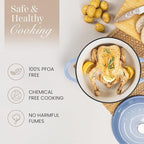 Nuovva Enamelled Cast Iron Dutch Oven Pot with Lid 6.4 Quart Non Stick Casserole Pot – Heavy Duty & Oven Safe up to 500° F for Bread Baking, Braising, Stews, Roasting – 28cm Costal Blue