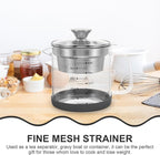 Juice Strainer Yogurt Strainer with Lid - Stainless Steel Soy Nut Milk Filter Food Maker - Iced Tea Pitcher Juice Tea Filter Pot with Scale for Making Yogurt Soybean Milk, 1.5L