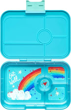 Yumbox Tapas (Antibes Blue Rainbow) - Large Leakproof Bento Lunch Box for Adults/Kids, 4 Compartments, Healthy Portion Control, Dishwasher Safe, BPA-Free, Durable & Lightweight - 4.2 Cups Capacity