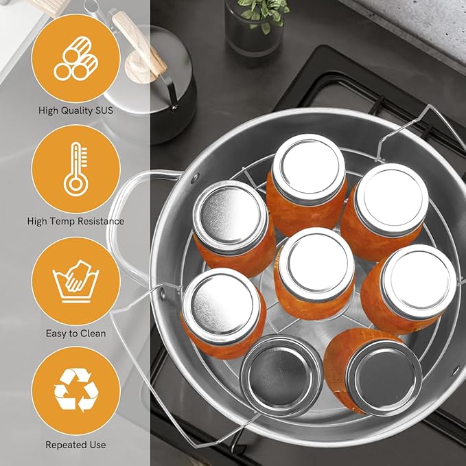 21.5 QT Stainless Steel Canning Pot with Lid, Rack & Canning Tools Set, Canning Supplies Kit Water Bath Canner for Beginner