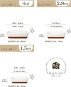 MALACASA Casserole Dishes for Oven, Ceramic Baking Dishes Set of 3, Baking Pan Casserole Dish Set, Rectangular Lasagna Pan Deep with Handles for Baking, Khaki White (14.5''/13''/10.5''), Series TARA
