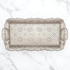 Alisveristime Small Ornate Metal Serving Tray – Ottoman Motif Decorative Tray (14.2" x 7.1", 10.8 oz) (Silver)