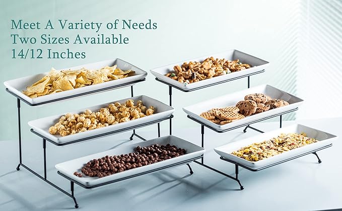 Gomakren 3 Tier Serving Trays Stand Porcelain Serving Platters 12 Inch White Serving Plates Dinner Platters for Appetizer Snack Fruit Cup Cake Server Tray Display Serving Dishes for Entertaining