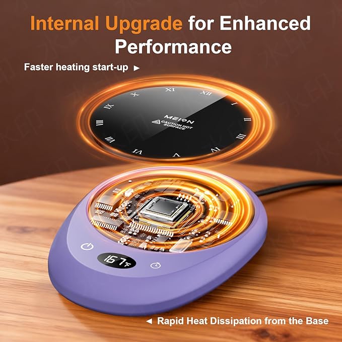 MEION Coffee Mug Warmer for Desk, Coffee Cup Warmer, 4 Temp Settings & 1-12H Timer, Coffee Warmer with Auto Shut Off Smart Gravity Sensor, Beverage & Candle Warmer Coffee Gifts Accessories (Lavender)