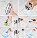 Cocktail Shaker Set Bartender Kit - 11 Pcs Bar Tool Set with Bamboo Stand & All Bar Accessories: Martini Shaker, Strainer,Jigger, Muddler, Mixer Spoon Barware Kit, for Bar, Home Lounge & Party
