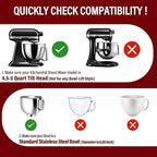 Pouring Shield for KitchenAid Tilt Head 4.5-5QT Stainless Steel (Only),Safety Pouring Shield,Splatter Guard for kitchenaid mixer bowl,Kitchen Aid Stand Mixers (Transparent Black, for 4.5-5 QT)