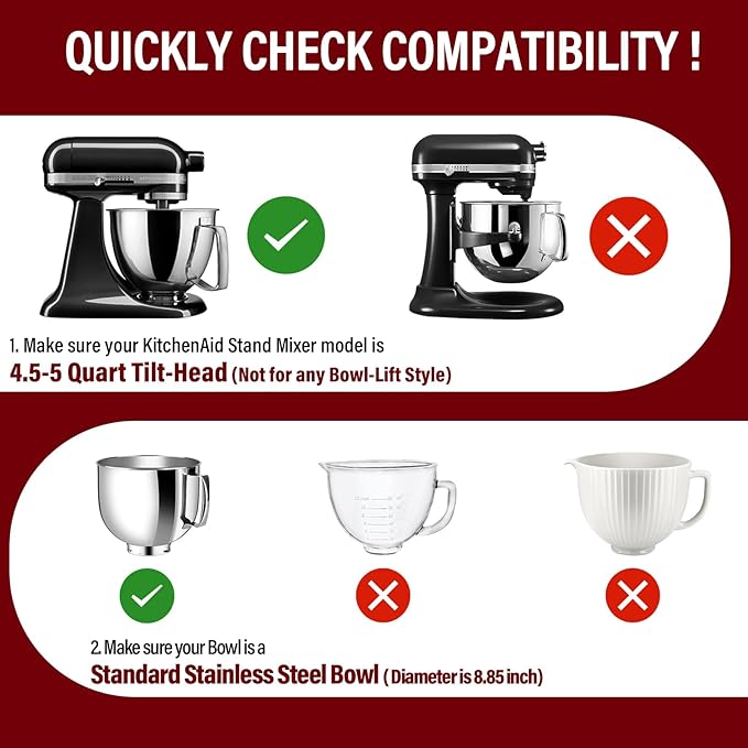 Pouring Shield for KitchenAid Tilt Head 4.5-5QT Stainless Steel (Only),Safety Pouring Shield,Splatter Guard for kitchenaid mixer bowl,Kitchen Aid Stand Mixers (Transparent Black, for 4.5-5 QT)