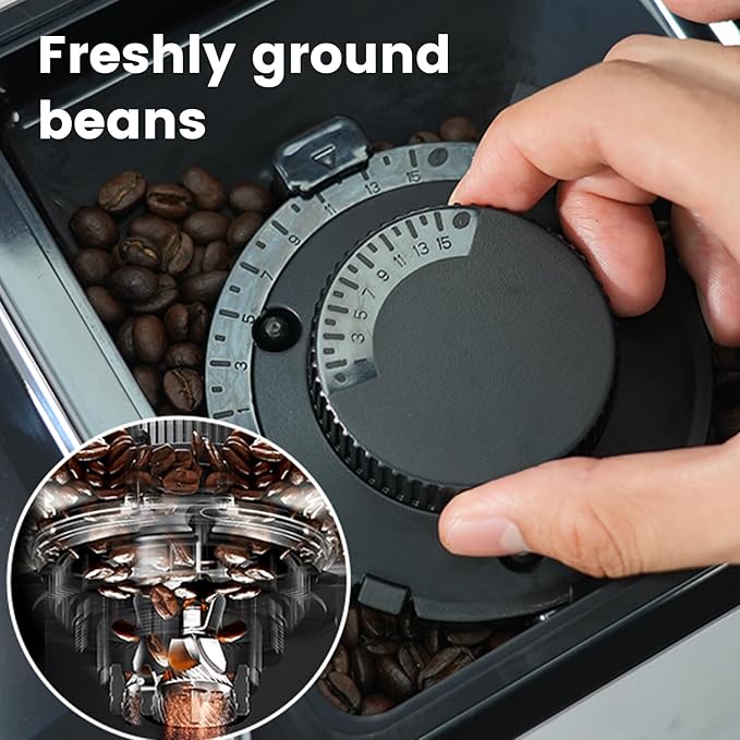Mcilpoog WS-D5 Pro Fully Automatic Coffee Machine 12 Drinks, Office or Home Use,Wi-Fi Enabled, Liquid Volume & Temperature, Cappuccino Latte Espresso, Automatic Cleaning, Super Automatic Coffee Maker