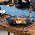 vicrays Ceramic Dinner Plates Set, 10.5 Inch, Set of 4, Round, Microwave, Oven, Dishwasher Safe, Porcelain Fluted Suitable for Steak, Pasta, Pizza, Home, Party, Restaurant (Blue)