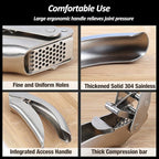 VOVOLY Premium Garlic Press Stainless Steel, No need to Peel Garlic Presser, Heavy Duty Professional Grade Double Lever-Assisted Garlic Mincer with High Capacity Chamber- Easier Clean Garlic Crusher